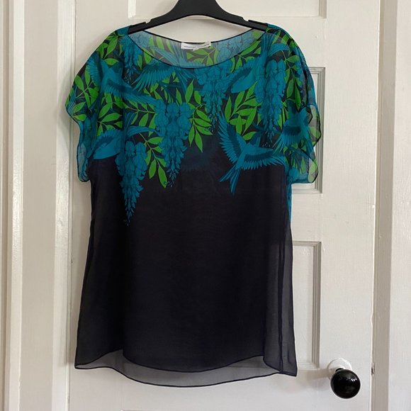 Jonathan Saunders Printed Silk Chiffon Blouse, size 40 (Fits like a size small) - Picture 2 of 4
